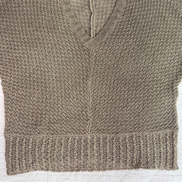 Ralph Lauren Women's Beige Linen Knit V-Neck Sweater - Picture 4 of 8